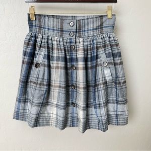 French Connection flanel plaid miniskirt w. pockets, lined, button front,4(XS)